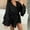 Black, variant on Zedker Women's Solid Color Mini Dresses Summer V-Neck Short Ruffle Hem Short Wrap Dresses, Plus Size White L