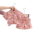 thumbnail image 5 of Staki Boys Knit Short Sleeve Shirt Boys Hawaiian Outfit 2Pcs Set Summer Beach Button-Down Shirt Top + Shorts for Kids 2T 3T 4T,Red 2-3 Years, 5 of 5