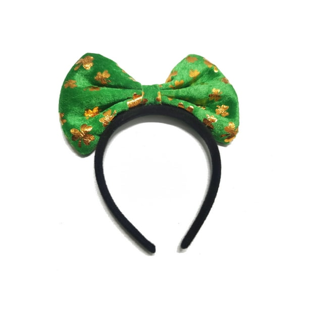 Diadema con lazo para festival, sombrero pequeño verde para el día de San Patricio, collar con trébol