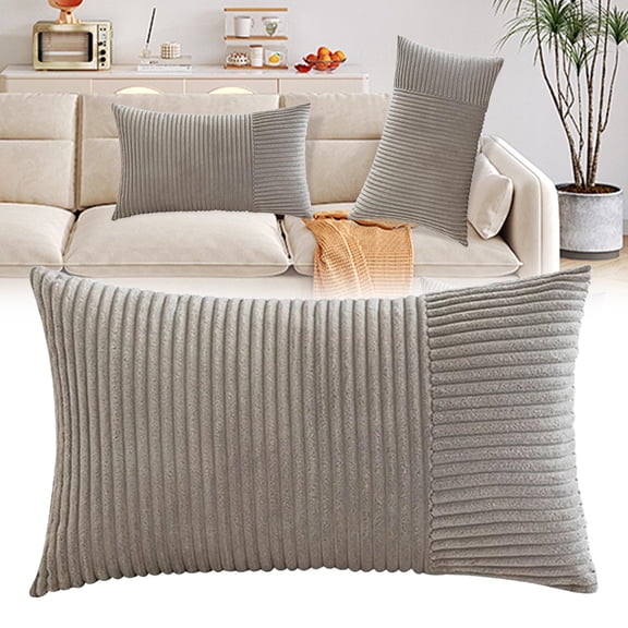 Goowood Throw Pillows Corduroy Pillow Covers 12x19 Inch Rectangle Spliced Soft Decorative Pillowcases for Couch Sofa Bed Living Room Decor