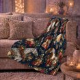 thumbnail image 6 of Elegant Horse Head Portraits Holiday Florals Boxes Navy, Festive Holiday Scene, Warm Flannel Blanket for Ranch House and Living Room, Horse Lovers Valentine's Day Gift, Rustic Home Decor, 6 of 9