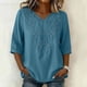 thumbnail image 1 of Neewe Women's Summer Casual V Neck Half Sleeve T-Shirts Solid Color Loose Fit Comfy Basic Cotton Linen Tops, 1 of 7