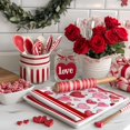 thumbnail image 5 of Red Love Vase Valentines Day Kitchen Towels Set of 2,Heart Balloon Dish Hand Towels Holiday Anniversary Weing Seasonal Decorations, 5 of 6