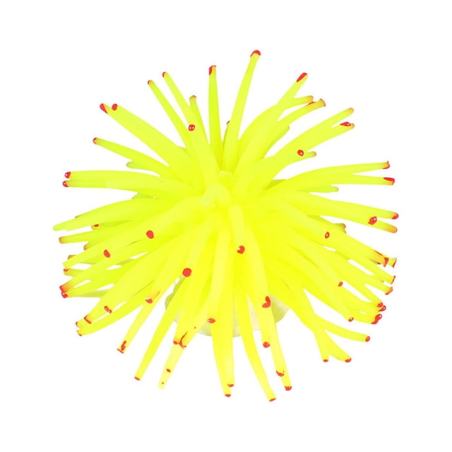 Simulación de erizos de mar Coral Fish Tank Adornos de paisajismo Artesanías de coral elásticas Adorno de acuario (amarillo)