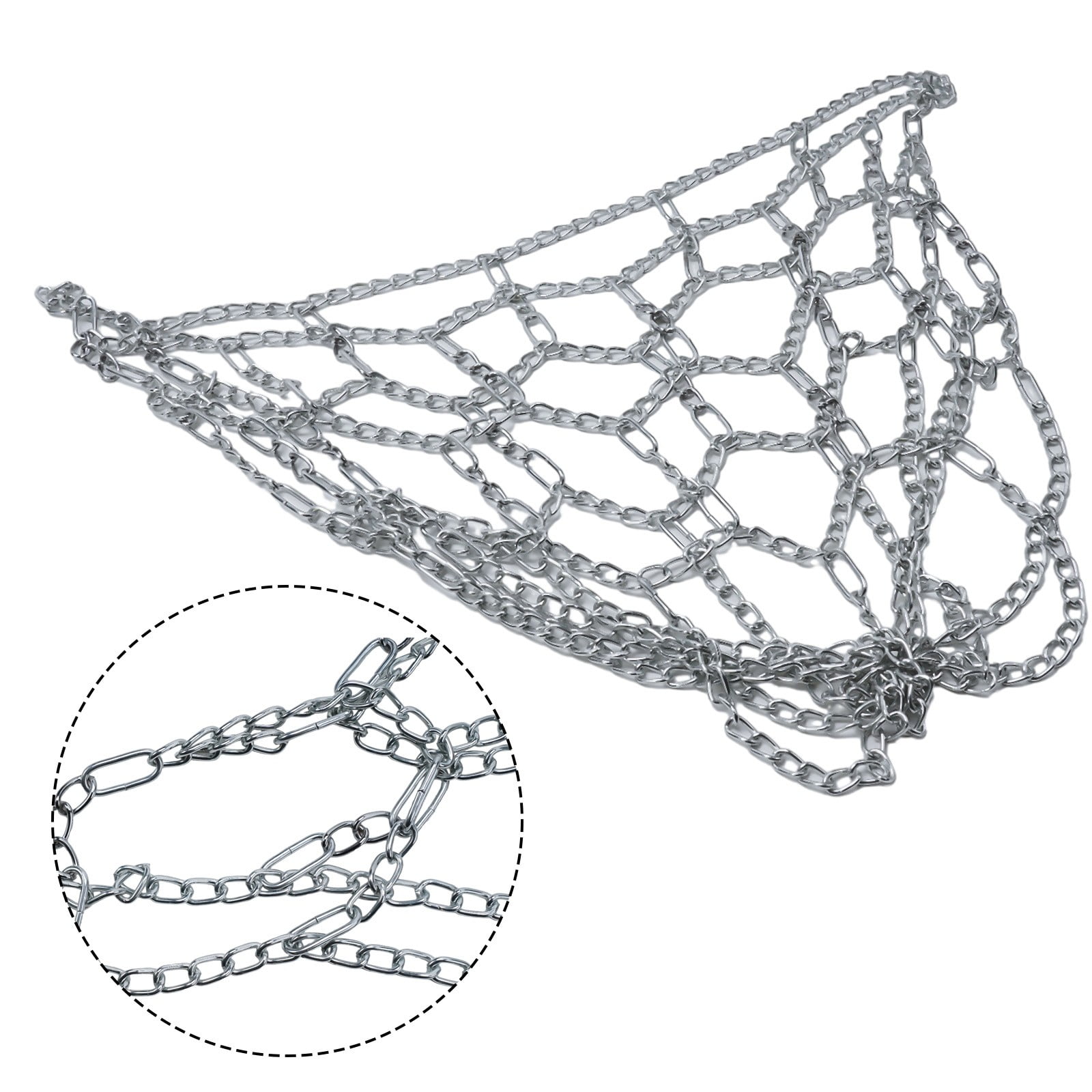 Splihome Metal Basketball Net Chain Netting Sports Rims Basket Frame Double Color Net Silver