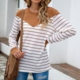thumbnail image 3 of Camisa de manga larga con rayas de color caqui y bloques de color para mujer: comodidad para la oficina y el hogar, XL, 3 of 7