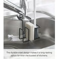 thumbnail image 6 of Yamazaki Home  Faucet-Hanging Sponge and Brush Holder, Steel, Holds 1.1 lbs - L 6.89 x W 5.51 x H  5.12 inches Black, 6 of 7