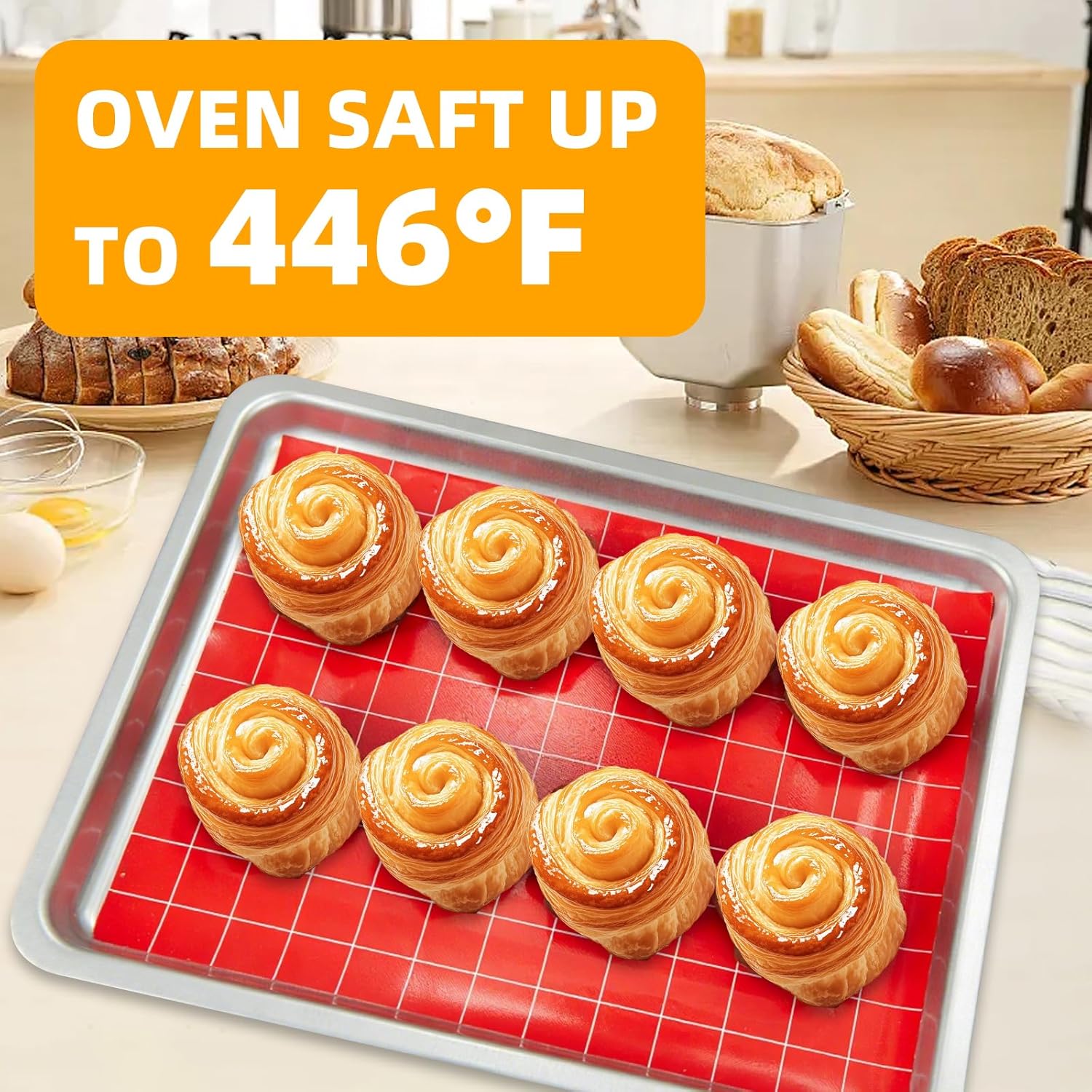 Silicone Baking Mat Roll 16IN*5FT Free Cutting Non-Slip Pastry Mat Non-Stick Reusable Air Fryer Liner Oven Liners Freeze Dryer Easily Cut to Size Fit All Ovens Pans Tins Dishes