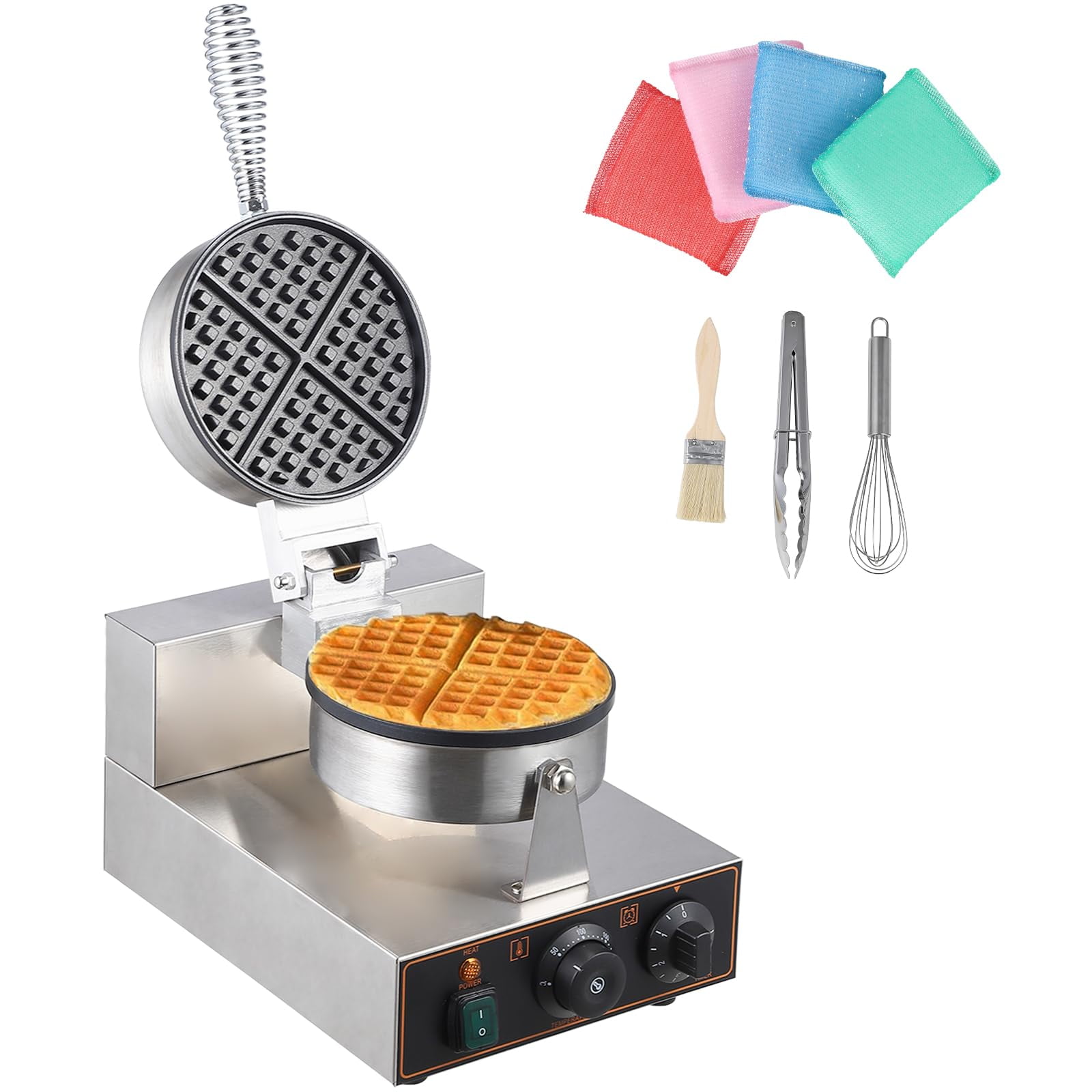 Juiluna 360° Rotating Electric Waffle Making Machine | 50-250℃ Non-Stick Flip Waffle Iron Waffle Maker Time Control Temperature Adjustable, 110V 1200W