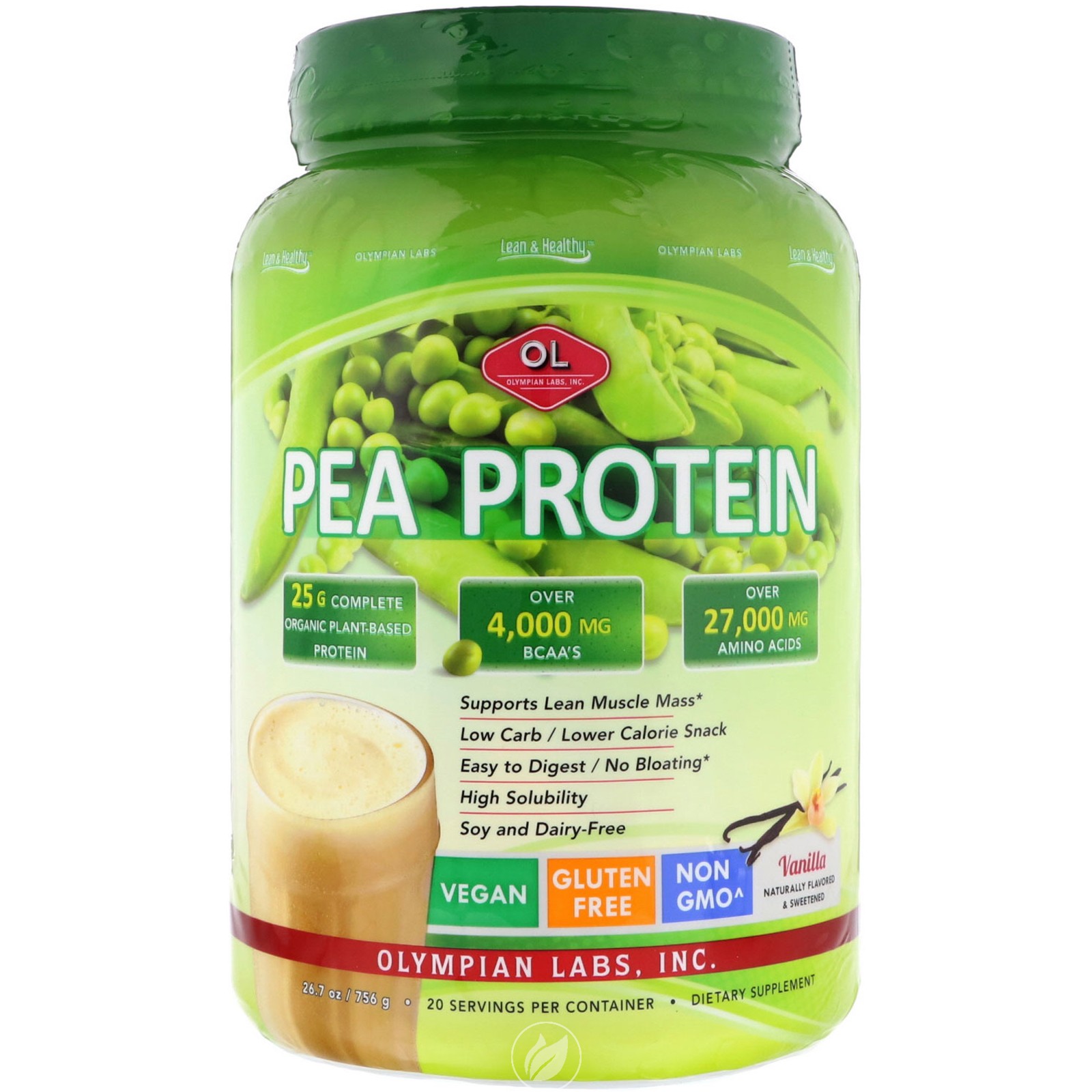 Olympian Labs Pea Protein Vanilla 736 Gm, Pack of 2