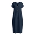 thumbnail image 6 of 2026 Summer Dress for Women Fashion Casual Short Sleeve Round Neck Button Linen Maxi Dress, 6 of 6