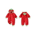 thumbnail image 6 of RUINIXCW Toddler Baby Girl Strawberry Costume Halloween Long Sleeve Hooded Jumpsuit, 6 of 8