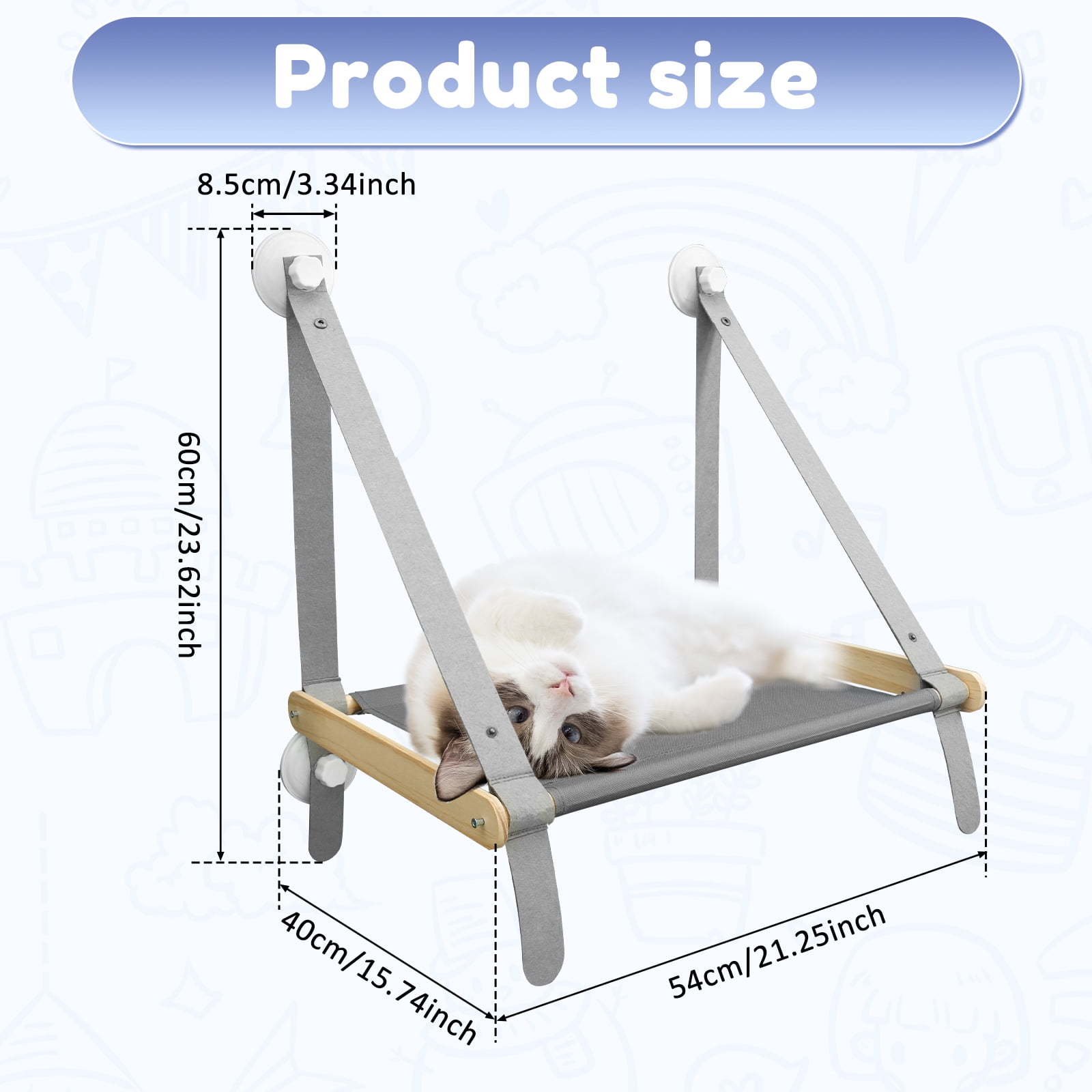 Threns Cat Windows Perch Robust Cat Windows Hammock with 4 Strong Suction Cups Easy to Install Cat Windows Seat Space Saving Windows Cat Perch Safe Stable Cat Windows Perch for Home