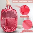 thumbnail image 3 of Miaocao Pop Up Laundry Hamper, 70L Collapsible Mesh Laundry Basket with Side Pocket, Foldable Dirty Clothes Hamper with Sturdy Reinforced Handles for Home Dorm Bedroom Travel Bathroom Storage, Black, 3 of 7