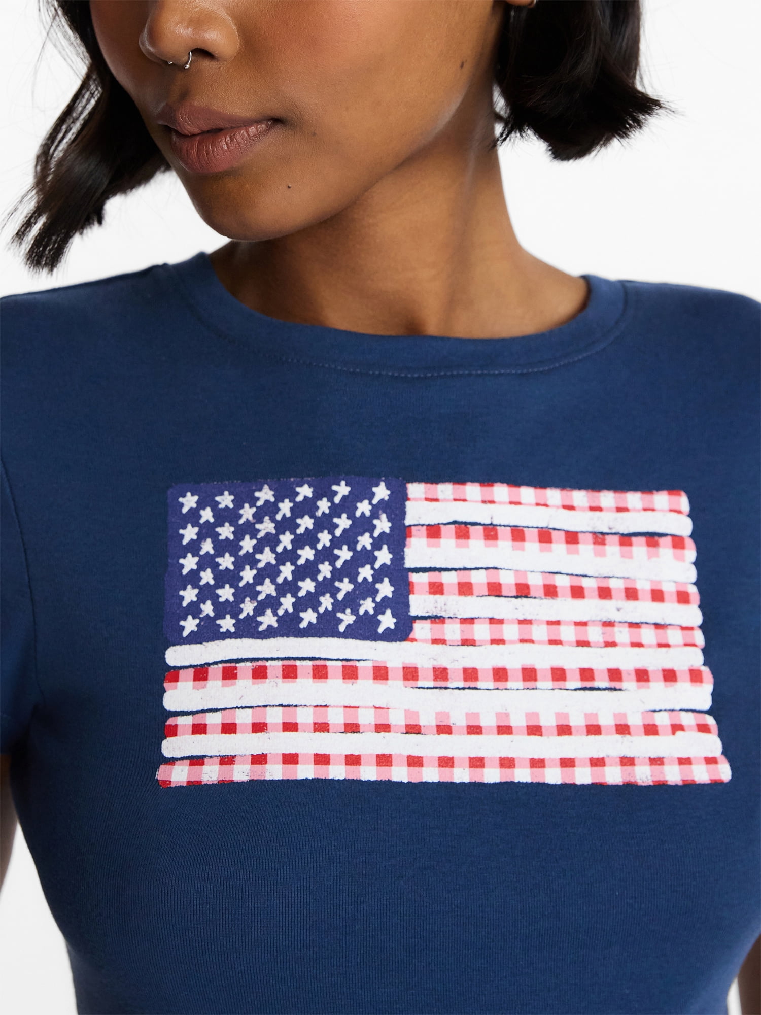 No Boundaries Americana Graphic Baby Tee, Women's and Women's Plus XXS-4X