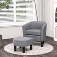thumbnail image 2 of Costway Barrel Club Chair with Ottoman Set Footrest Curved Back & Removable Seat Cushion Grey, 2 of 10