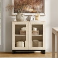 thumbnail image 3 of WAMPAT Sideboard Buffet Cabinets with Glass Doors, Modern Sideboard Credenza with Adjustable Shelf, Coffee Bar Storage Cabinet for Living Room, Kitchen, Beige, 3 of 9