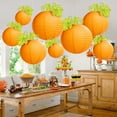 thumbnail image 3 of Happydeer Halloween Pumpkin Lantern Hanging Orange Pumpkin Paper Round Lantern for Harvest Fall Halloween Indoor Outdoor Decor (30cm), 3 of 13