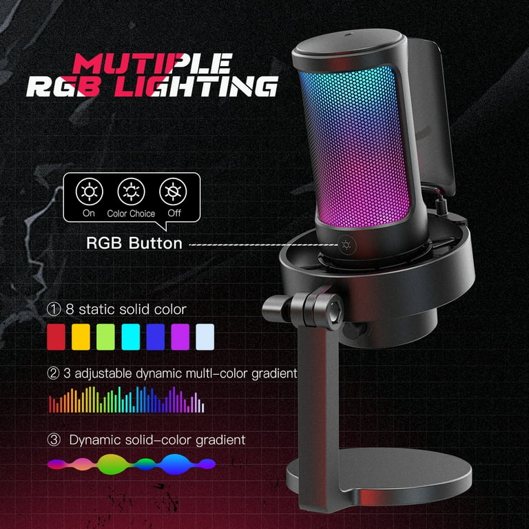 FIFINE A8 Gaming USB Microphone with RGB Lighting, Black photo 3