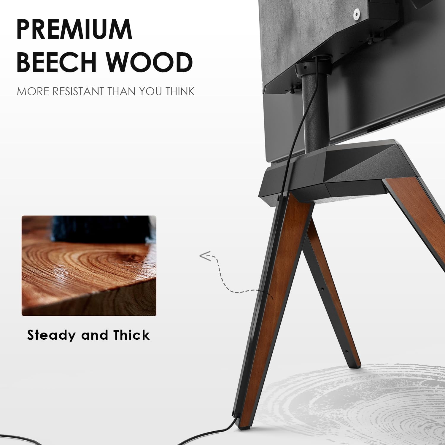 FITUEYES Picasso Series Corner TV Stand for 55–78 Inch TVs, Black & Walnut, Cable Management