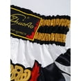 thumbnail image 7 of Nyeemya Kids Boys Quick Dry Boxing Shorts Youth Boxing Trunk Muay Thai Shorts Martial Arts Kickboxing Black&White XS/130, 7 of 7