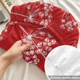 thumbnail image 4 of Full Size Fitted Sheet Set - Spring Flowers 3 Piece Bedding Sets 16" Deep Pocket Fitted Sheet with 2 Pillowcases, Retro Country Dandelion Floral Red Brushed Microfiber Hotel Luxury Bed Sheets, 4 of 9