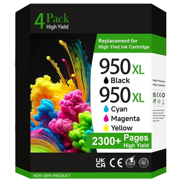 950XL 951XL Ink Cartridge for HP 950 and 951 ink cartridge high yield for HP OfficeJet Pro 8100 8110 8600 8610 8615 8616 8620 8625 276dw Printer(4 Pack)
