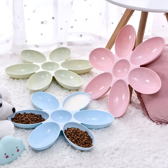 ACDANC Creative Cat Food Utensils Petal Multi-cell Kitten Bowl PP Pet Feeder Supply