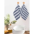 thumbnail image 2 of Navy Blue Striped Kitchen Dish Towels for Drying Dishes Set of 3, Farmhouse Striped Geometric Art Waffle Weave Microfiber Hand Tea Bathroom Towels Quick Dry & Absorbent Towel 12x12, 2 of 7