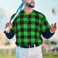 thumbnail image 4 of Fotbe Buffalo Plaid Green Black Baseball Jersey Shirt for Men and Women, Casual Short Sleeves Button Down T-Shirt-4X-Large, 4 of 9