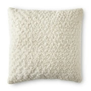 Better Homes & Gardens Rosette Plush Decorative Square Throw Pillow, 22", Ivory, Single Pillow