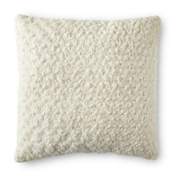 Better Homes & Gardens Rosette Plush Decorative Square Throw Pillow, 22" x 22", Ivory Color