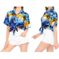 thumbnail image 3 of HAPPY BAY Button Down Shirt for Women Summer Beach Party Short Sleeve Vacation Blouse Shirt Collared Blouses Tee Hawaiian Shirts Tops for Women M Evening Surf, Blue, 3 of 4