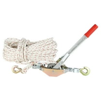 VEVOR Rope Puller, 3/4 Ton (1,653 lbs) Pulling Capacity, with 100' of 0.6" dia. Rope, 2 Hook, Come Along Winch, Heavy Duty Ratchet Power Puller Tool for Moving Boats,Securing Items,Transporting Logs