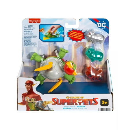 Fisher Price DC League of Super-Pets Power Spin Merton The Turtle Figure Set with Accessories for Preschool Pretend Play Ages 3 Years and Up