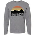 thumbnail image 3 of Inktastic Detroit Michigan Skyline Retro Long Sleeve T-Shirt, 3 of 5