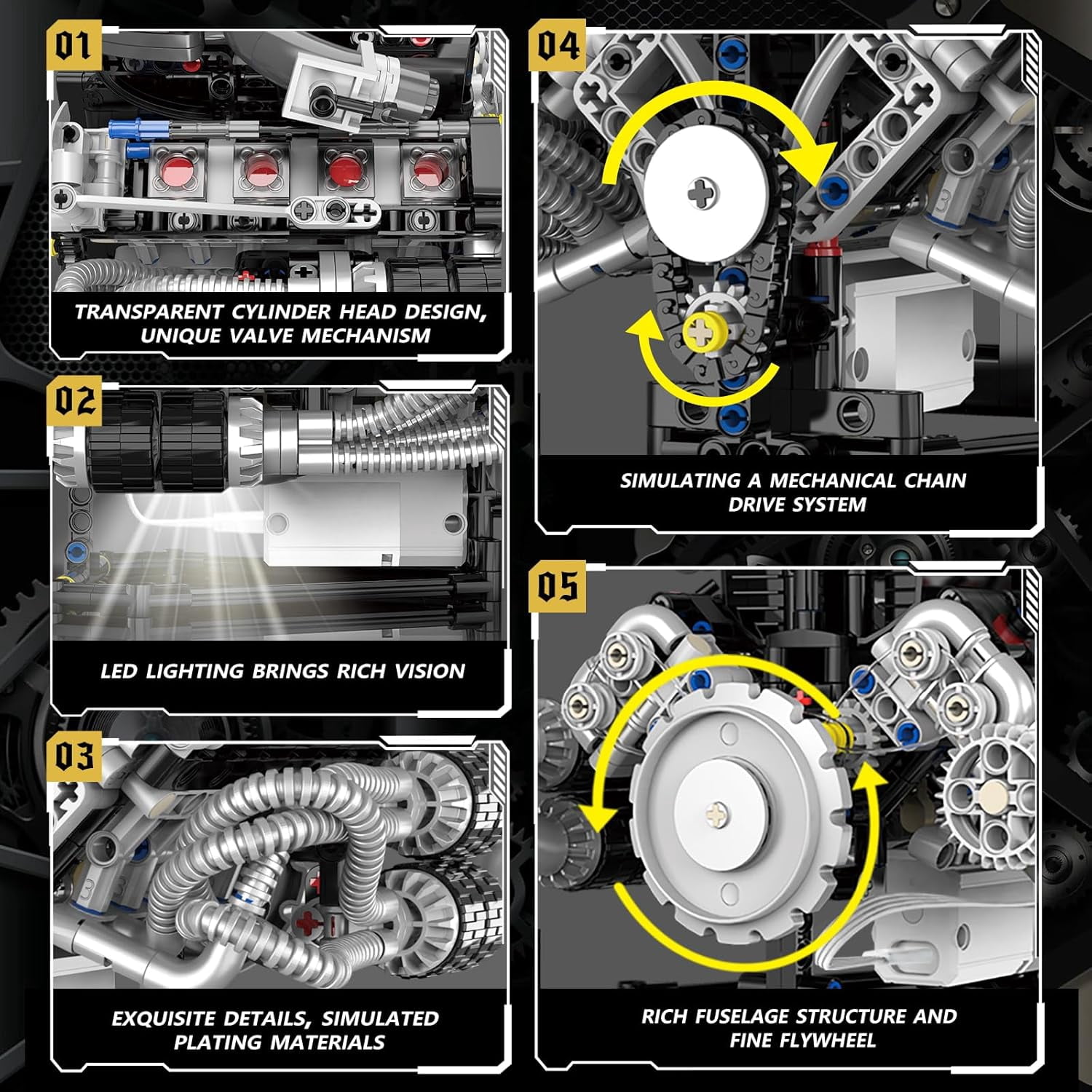 V8 Engine Model Kit That Works, APP Controlled Engines Building Block Set Physical Science Experiment Models, Best STEM Toy