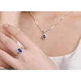 thumbnail image 2 of Halo 1.50 Carat 8x6mm Oval Shape Blue Sapphire Moissanite Diamond Engagement Ring in 10k White Gold for Her, 2 of 5