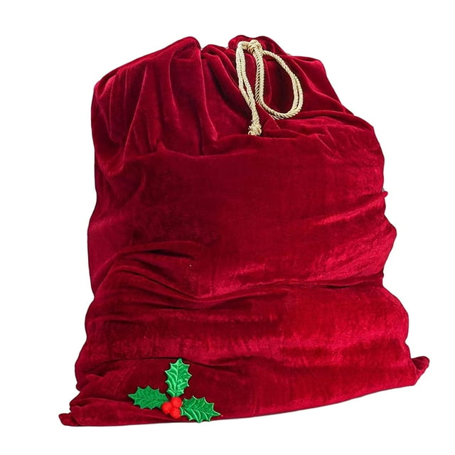Bolsa de Regalo de Papá Noel, Saco de Regalo de Papá Noel, Bolsa de Navidad de Terciopelo, Bolsa de Juguete de Papá Noel de 35,43 Pulgadas X 27,56 Pul Rojo BLESIY Bolsa de Papá Noel