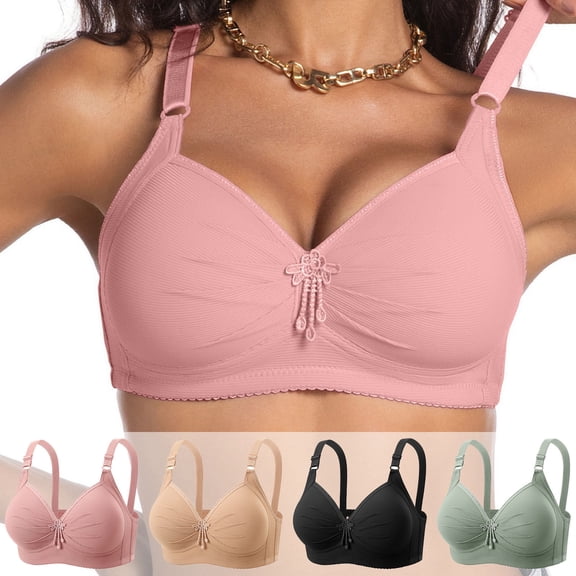 Women’s Full Coverage Wireless Bra Front Snap Closure Soft Breathable Support Bra for Large Bust Everyday Comfort