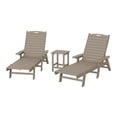 thumbnail image 3 of WestinTrends Malibu 3-Piece Outdoor Chaise Lounge Set with Side Table, All-Weather Poly Lumber, 5-Position Backrest,Lawn Pool Patio Furniture, Weathered Wood, 3 of 14