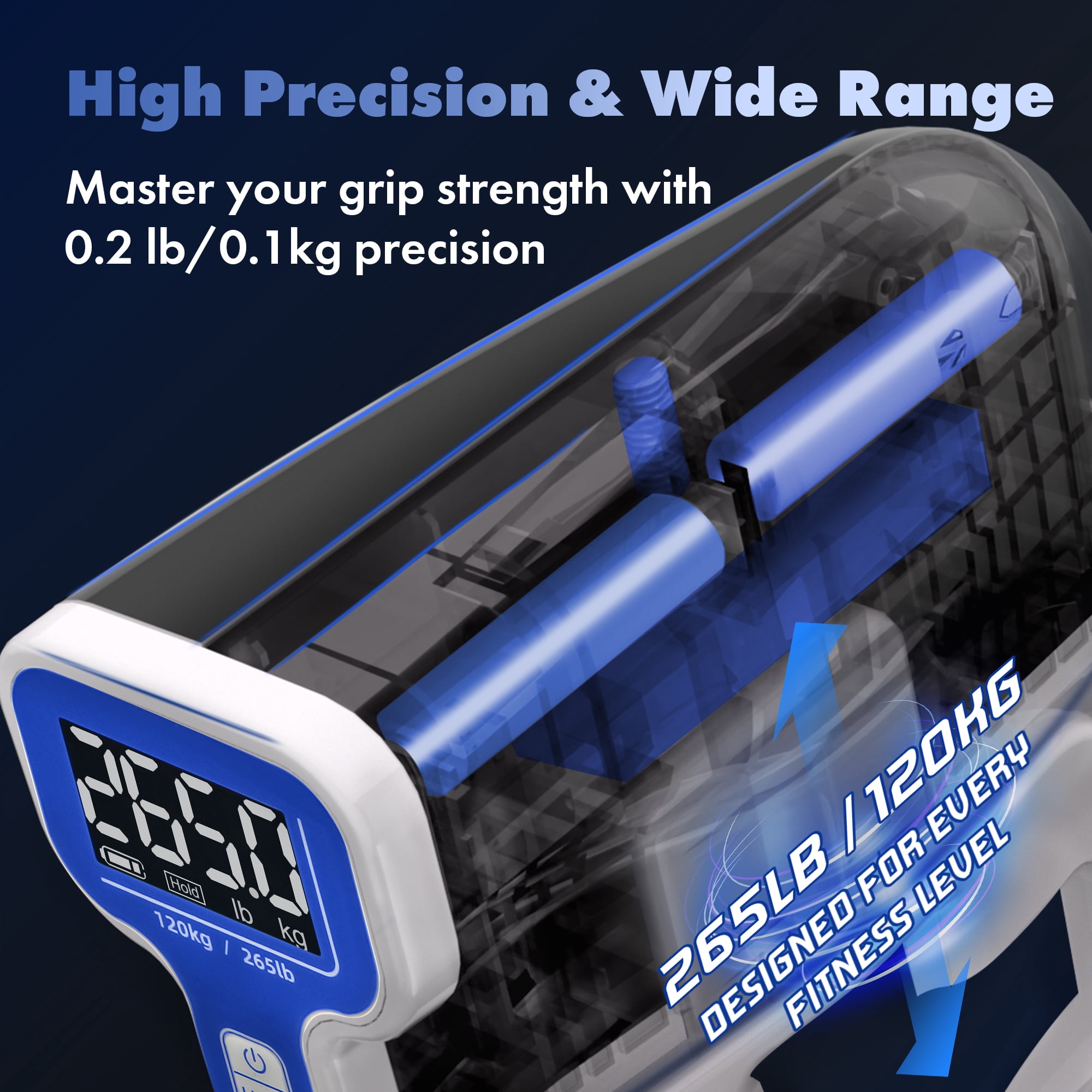 ‎Handexer Grip Strength Tester 265lb/120kg, Digital Hand Dynamometer FDA Registered with Backlit LCD for Grip Strength Testing and Training