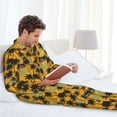 thumbnail image 6 of Susaid Hawaii Palms Print Men's Long Sleeve Pajama Set, Two-Piece Button-Down Loungewear PJs Set, Comfortable Sleepwear for Relaxation-X-Large, 6 of 7