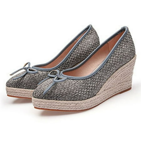 

NECHOLOGY Womens Thong Sandals 10 Wedge Platform Espadrilles Single Women High Heel Bow Fisherman Women Women Sandals Size 10 Wide Grey 8