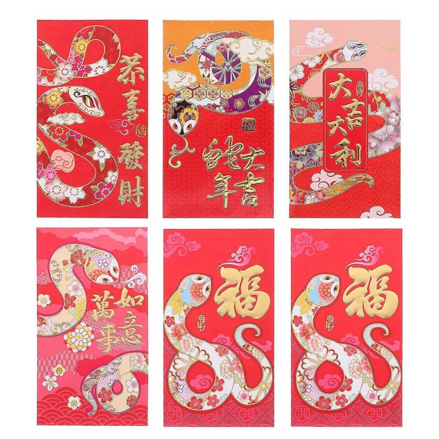 30pcs Chinese New Year Red Envelopes Chinese Zodiac Year Of The Snake Red Packets Cartoon Spring Festival Red Packet Money Packets