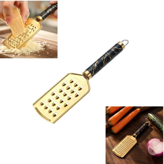 Gold Plated Stainless Steel Cheese Grater Marble Pattern Handle Handheld Vegetable Ginger Shredder Kitchen Gadget