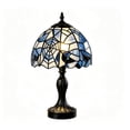 thumbnail image 2 of Gothic Web Stained Glass Table Lamp – 11.8 Inch Black Green Resin Base Halloween Lamp – Plug In Lighting for Living Room, Study, and Side Desk, 2 of 6