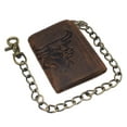 thumbnail image 6 of MARSHAL Vintage Biker Trifold Wallet for Men  RFID Blocking Genuine Leather Chain Wallet with Embossed Bull Head Design and Snap Closure Brown, 6 of 9