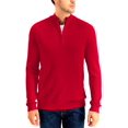 thumbnail image 1 of Club Room Men’s Quarter-Zip Textured Cotton Sweater, Anthem Red, Small, 1 of 3