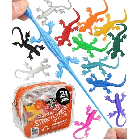 Super Stretchy Lizard Toys 3 Bulk Set 12 Colors Gecko Birthday Party Favors for Kids Goodie Bags Easter Egg Basket Stuffers Pinata Filler Students Rewards (24 Pack)